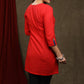 Trendy Red cotton tunic - Indigo shrug Optional