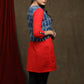 Trendy Red cotton tunic - Indigo shrug Optional