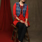 Trendy Red cotton tunic - Indigo shrug Optional