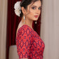 Exclusive Red and magenta ikat blouse with minimal stonework on sleeves