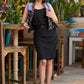 Elegant black ikat waist coat with blue yoke and inner- Skirt optional