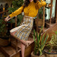 Elegant mustard & grey cotton plaid skirt with short side slit - Shirt Optional