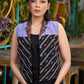 Elegant black ikat waist coat with blue yoke and inner- Skirt optional