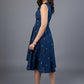 Smart Navy Blue Cotton Sleeveless Overlap Dress