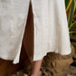 Smart off white cotton lycra calf length skirt with front button & thread highlights- Matching  Top Optional