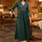 Classy forest green cotton pleated kurta with embroidered yoke - Pant optional