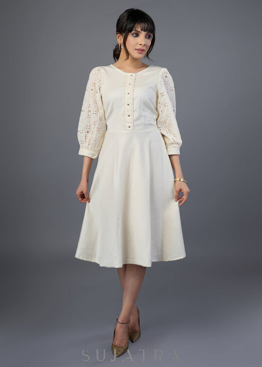 Classy Cotton Hakoba Off White Dress