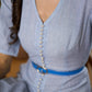 Exclusive Blue Striped Cotton Long one piece dress with Pearl Highlights