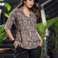 Trendy Kalamkari Print Cotton Collared Shirt with Wooden Buttons