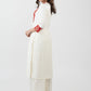 Flowy White Rayon Kurta With Printed Yoke - Palazzo Optional