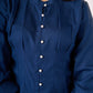 Flowy Navy blue rayon front tucks top with pearl buttons