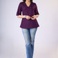 Flowy Purple rayon top with pleates & pearls on yoke