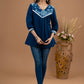 Classy indigo Combination Cotton patch work top