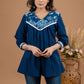 Classy indigo Combination Cotton patch work top