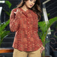 Stylish Maroon Ajrakh Cotton Mandarin Shirt with Wooden Buttons