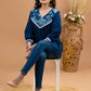 Classy indigo Combination Cotton patch work top