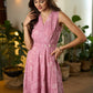 Breezy Mauve Pink Rayon floral printed crossover patterned Dress