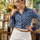 Smart Indigo patchwork Shirt - Pintuck skirt Optional