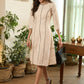 Smart Beige 3/4 sleeves dress with black detailing