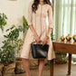 Smart Beige 3/4 sleeves dress with black detailing