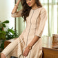 Smart Beige 3/4 sleeves dress with black detailing