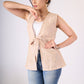 Light beige cotton top with dots embroidery with front tie-up & Inner