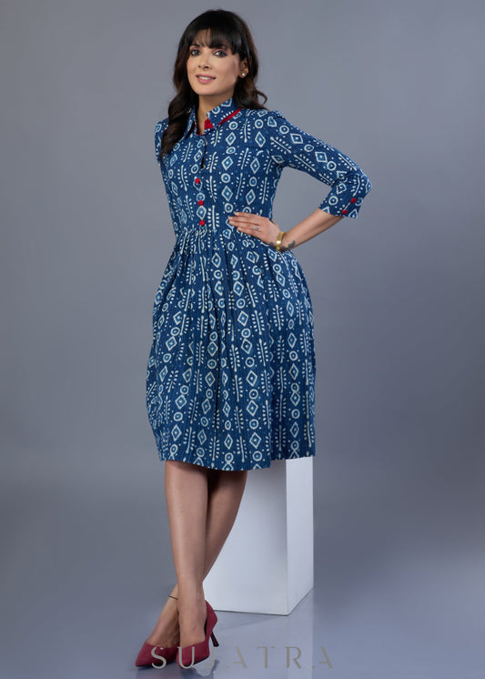 Trendy Indigo Cotton Dress