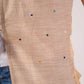 Light beige cotton top with dots embroidery with front tie-up & Inner