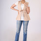 Light beige cotton top with dots embroidery with front tie-up & Inner