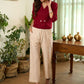 Casual red & grey cotton striped straight pant -Top optional