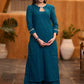 Trendy Teal cotton kurta with lace detaling Pant optional