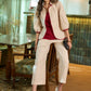 Stylish striped cotton collared jacket with gathered sleeves paired with maroon Inner - Pant Optional