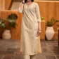 Elegant beige & striped princess cut kurta with mettalic buttons Pant optional