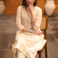 Elegant beige & striped princess cut kurta with mettalic buttons Pant optional