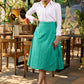 Stylish white cotton shirt with hakoba yoke - Teal colour wrap skirt optional