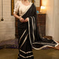 Beautiful Black modal cotton saree highlighted with beautiful crochet laces