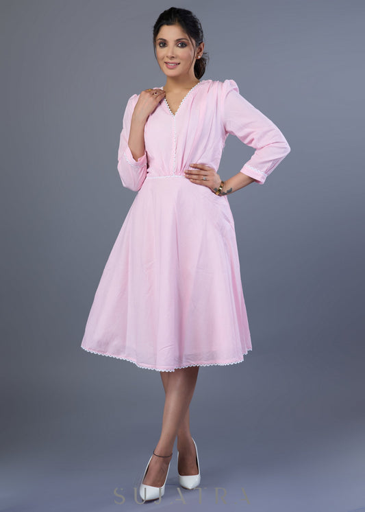 Exclusive Baby Pink Mul Cotton Dress