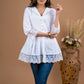 Elegant white Hakoba pleated top