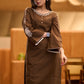 Exclusive brown cotton embroidered kurta with bell sleeves Pant optional