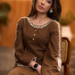 Exclusive brown cotton embroidered kurta with bell sleeves Pant optional