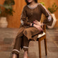 Exclusive brown cotton embroidered kurta with bell sleeves Pant optional