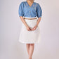 Powder blue cotton top with scalloped collar & embroidery - Skirt Optional