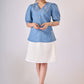 Powder blue cotton top with scalloped collar & embroidery - Skirt Optional