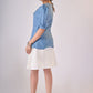 Powder blue cotton top with scalloped collar & embroidery - Skirt Optional