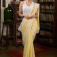 Gracious pastel yellow modal cotton saree highlighted with beautiful laces