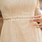 Elegant striped dress with gold embroidery & belt