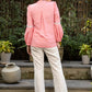 Sweet Pink Cotton Shirt with Mandarin Collar Highlighted with Beautiful Lace