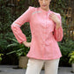 Sweet Pink Cotton Shirt with Mandarin Collar Highlighted with Beautiful Lace