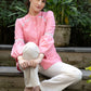 Sweet Pink Cotton Shirt with Mandarin Collar Highlighted with Beautiful Lace