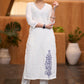 Classic White cotton side embroidered Kurta with pant Stole optional